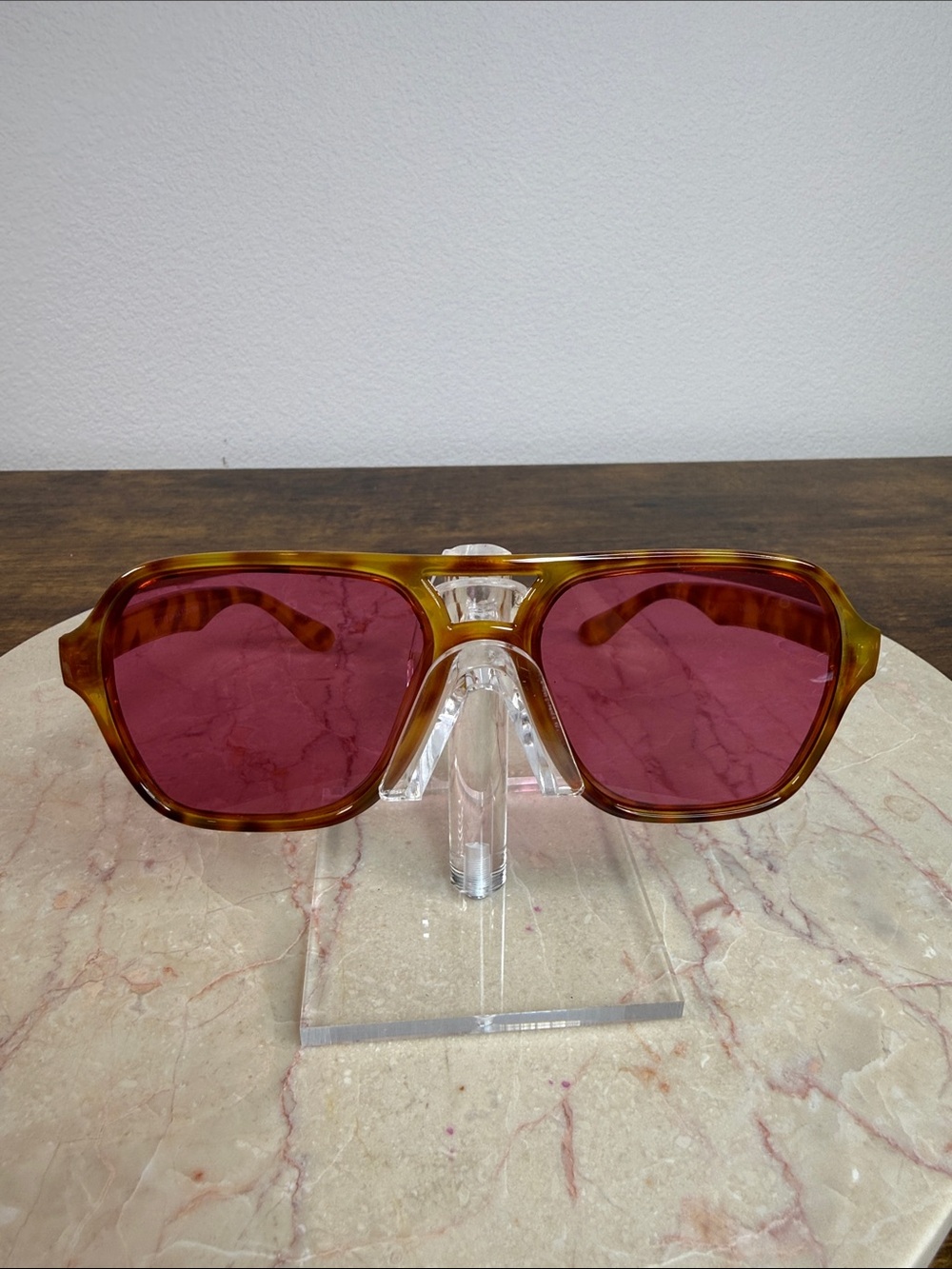 Tortoiseshell Frame Sunglasses with Rose Lenses - Minor Scratches